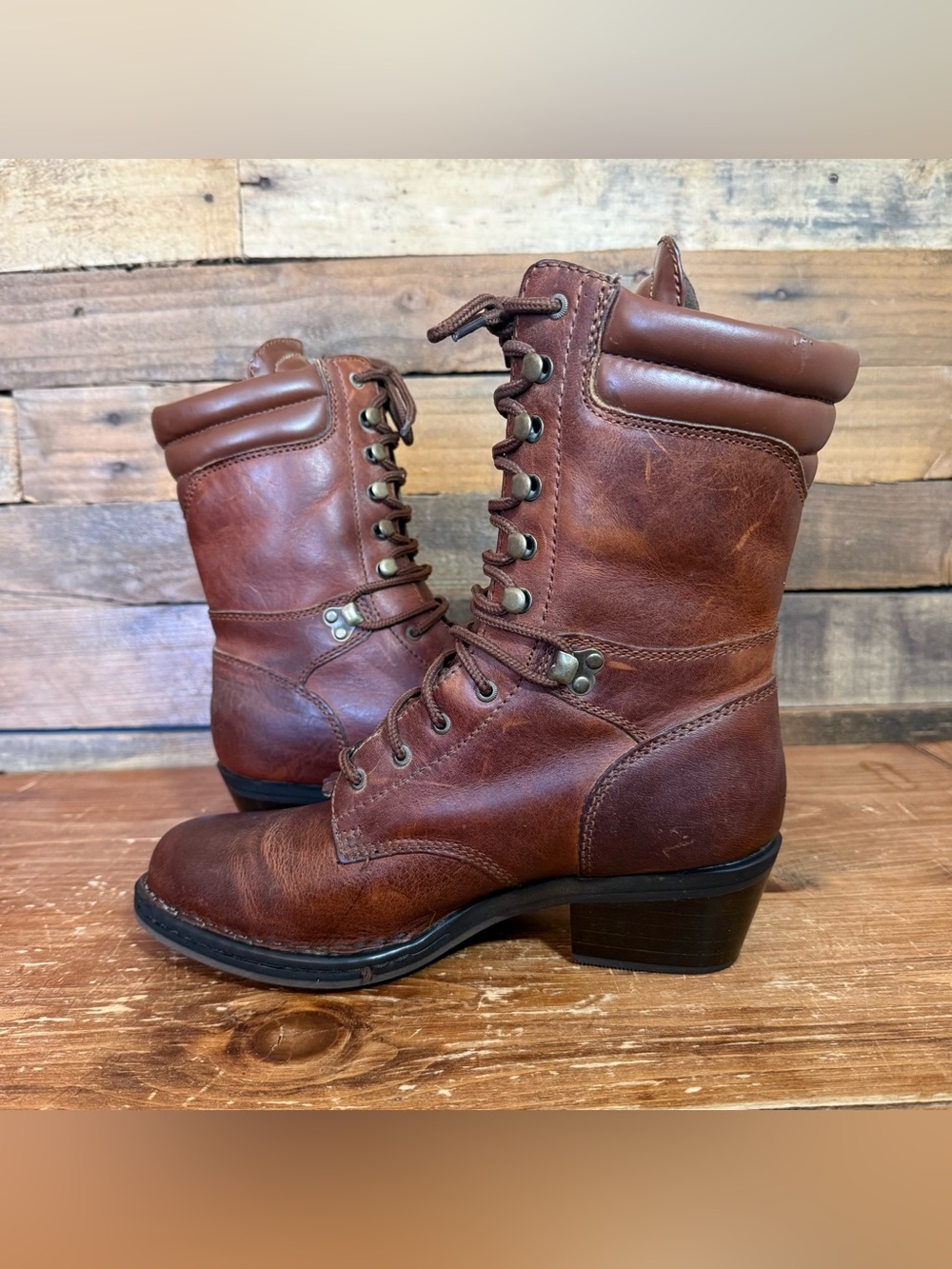Double H Boots Women’s 8.5 Lace Up Brown Leather Kiltie Packer Western - Picture 7 of 9
